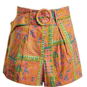 Glamorous Care High Waist Shorts in Pink and Green nwt sz 10